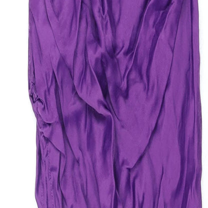 Zara Womens Purple Viscose Slip Dress Size S Cowl Neck Pullover - Drawstring Detail Chain Straps