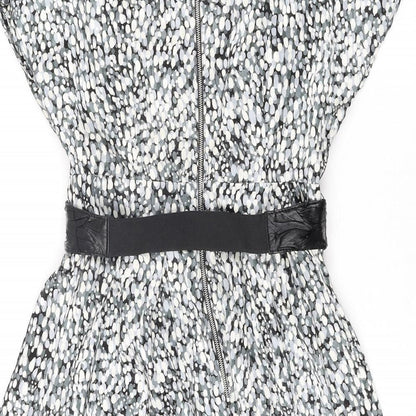 Et Vous Womens Multicoloured Geometric Polyester Shift Size 12 Round Neck Zip - Belted