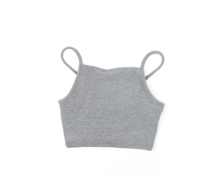 Womens UK Size 6 Topshop Grey Cropped Tank