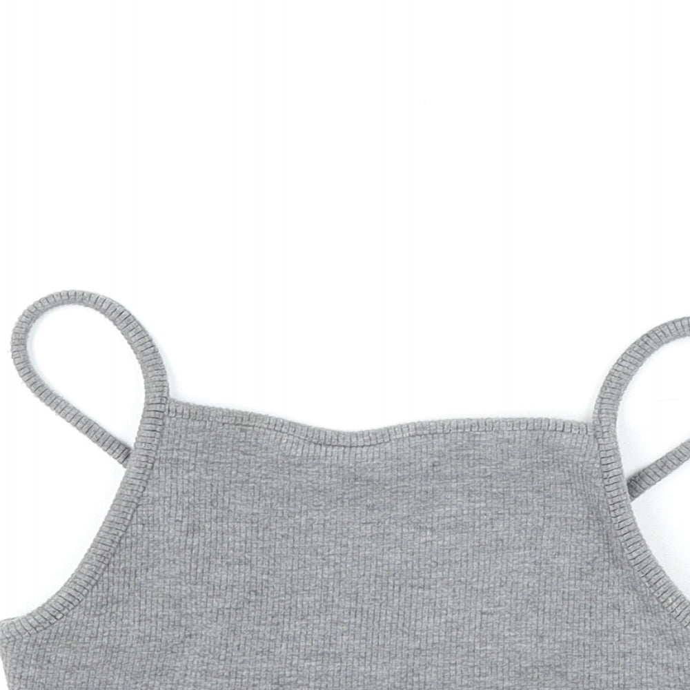 Womens UK Size 6 Topshop Grey Cropped Tank