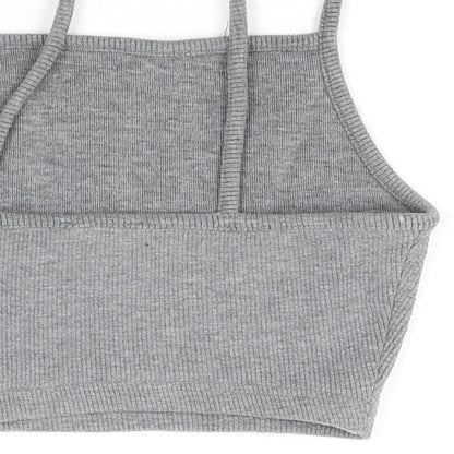 Womens UK Size 6 Topshop Grey Cropped Tank