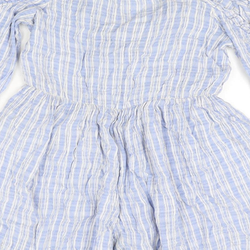 Zara Womens Blue Viscose Playsuit One-Piece Size M Pullover - Frill