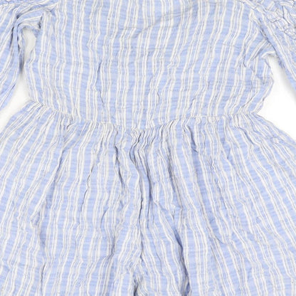 Zara Womens Blue Viscose Playsuit One-Piece Size M Pullover - Frill