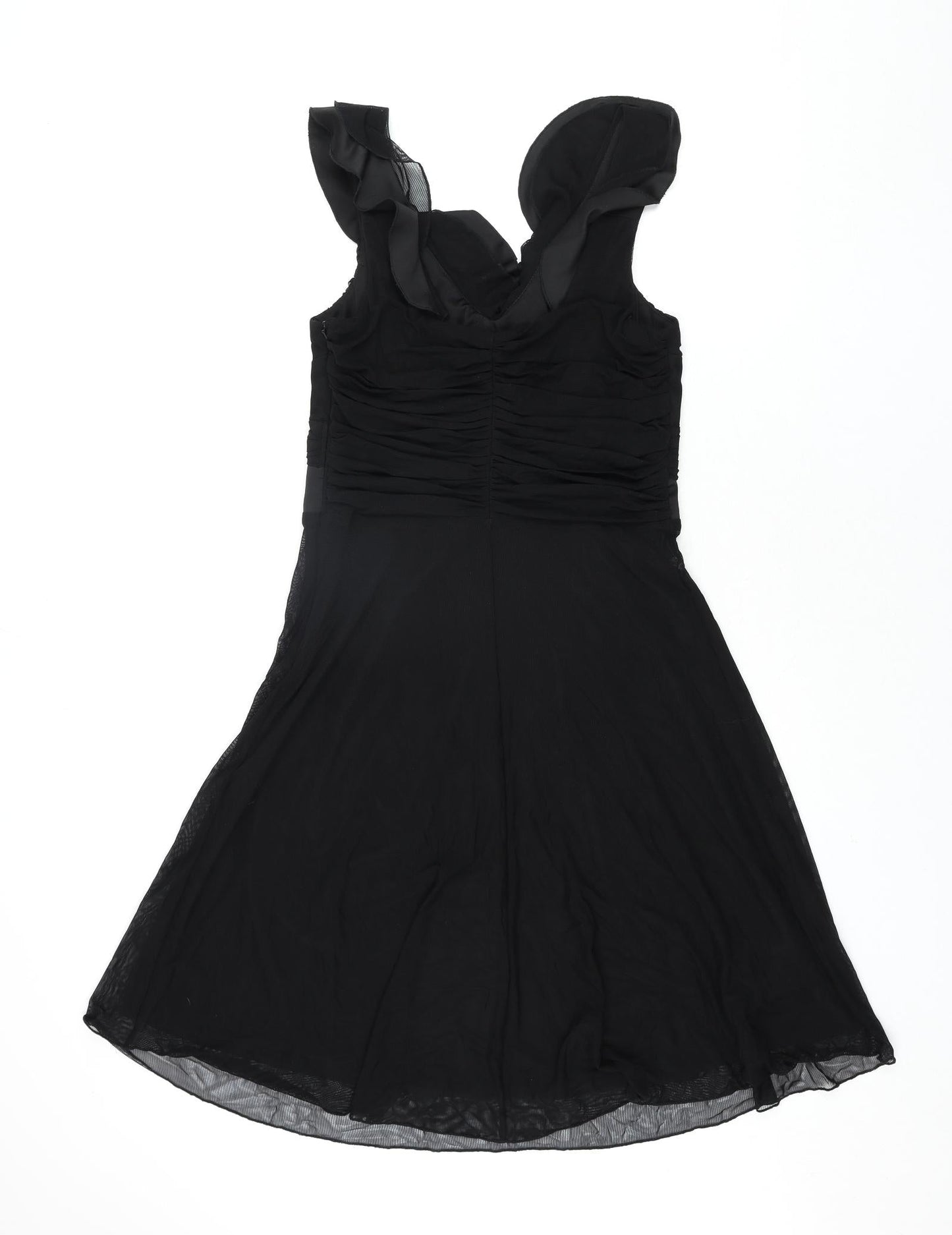 NEXT Womens Black Nylon Fit & Flare Size 12 V-Neck Pullover - Frill