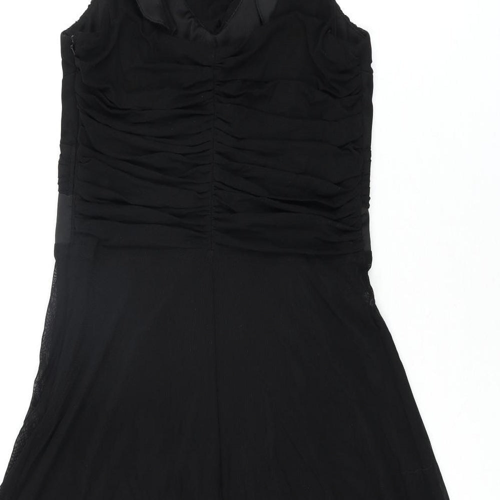 NEXT Womens Black Nylon Fit & Flare Size 12 V-Neck Pullover - Frill