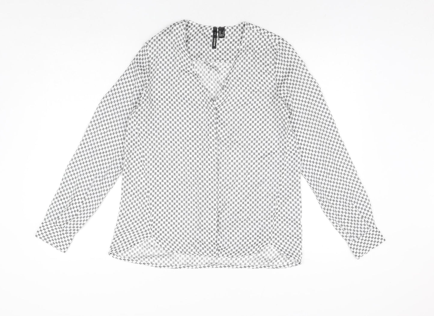 Womens UK Size S Mango White Basic Button-Up
