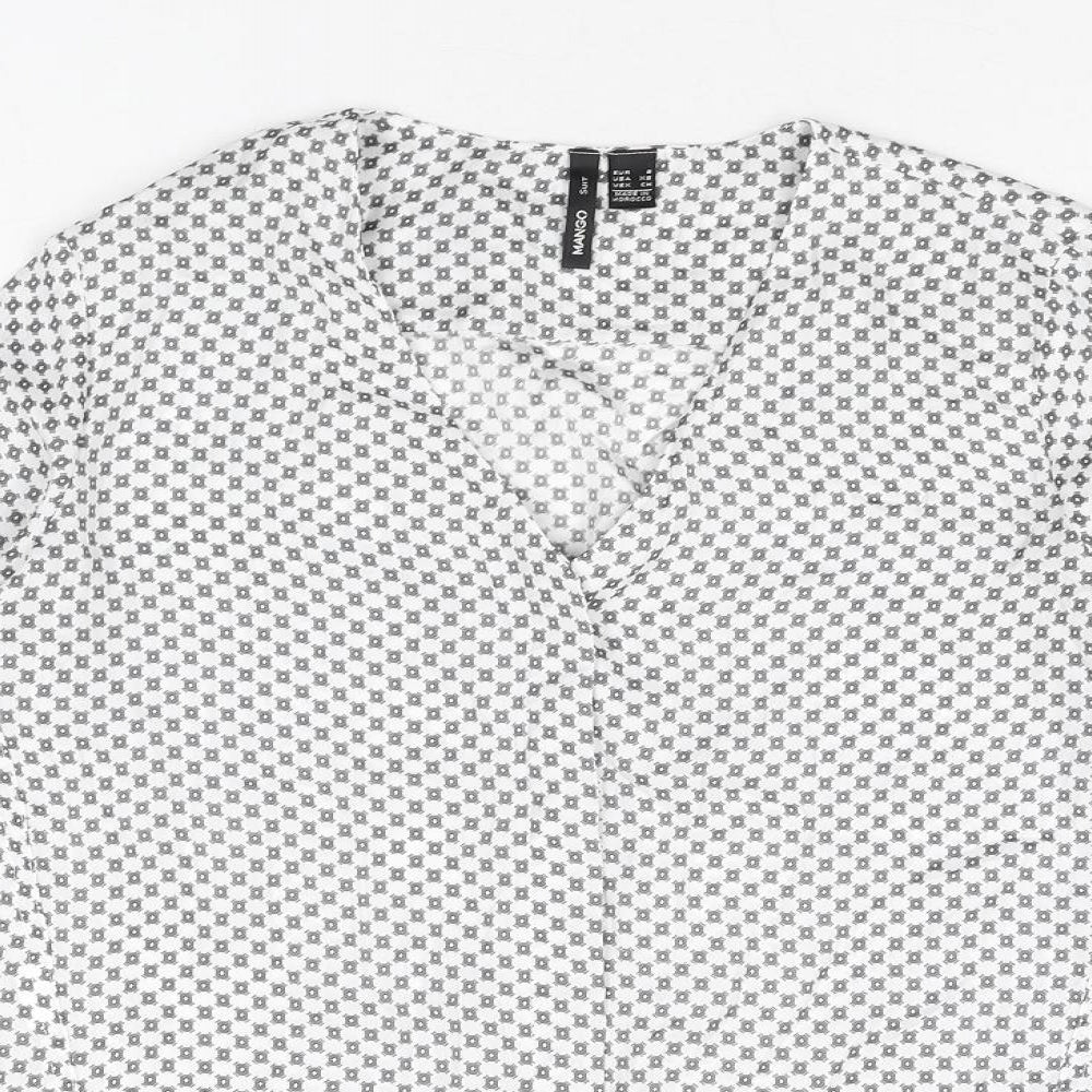 Womens UK Size S Mango White Basic Button-Up
