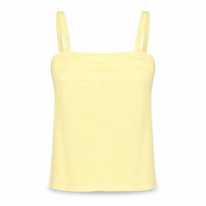 Classics Womens Yellow Polyester Basic Blouse Size 14 Square Neck