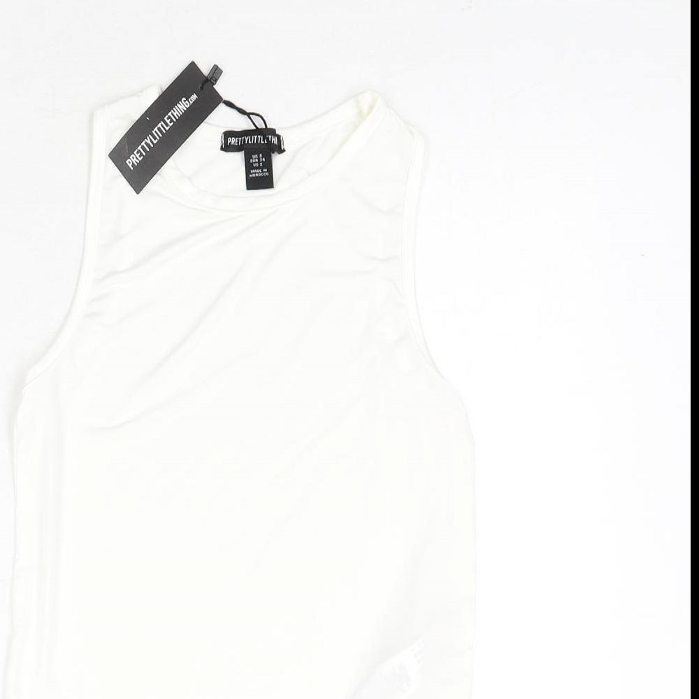 Womens UK Size 6 PRETTYLITTLETHING White Basic Tank
