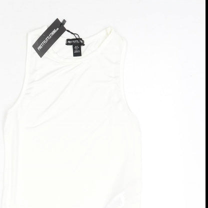 Womens UK Size 6 PRETTYLITTLETHING White Basic Tank