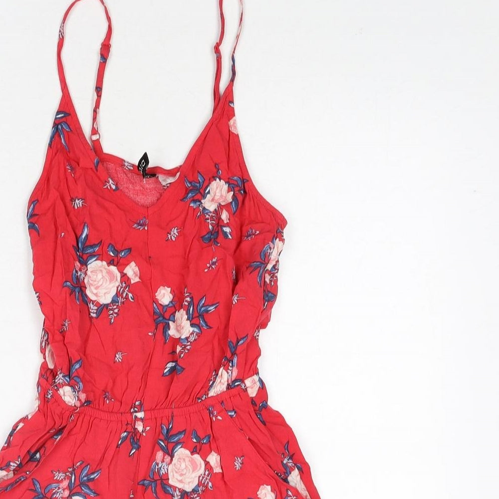 Divided by H&M Womens Red Floral Viscose Playsuit One-Piece Size 6 Pullover