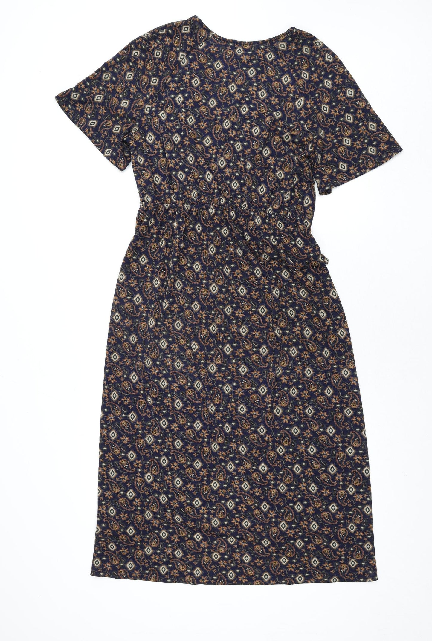 NEXT Womens Multicoloured Geometric Polyester Sheath Size 10 V-Neck Pullover