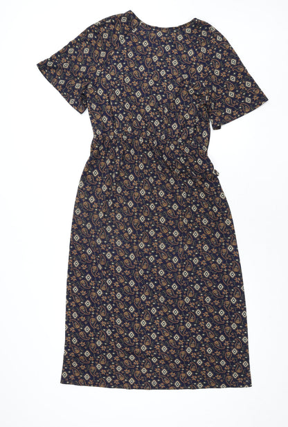 NEXT Womens Multicoloured Geometric Polyester Sheath Size 10 V-Neck Pullover