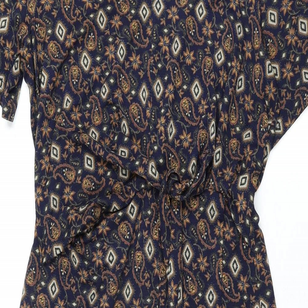 NEXT Womens Multicoloured Geometric Polyester Sheath Size 10 V-Neck Pullover