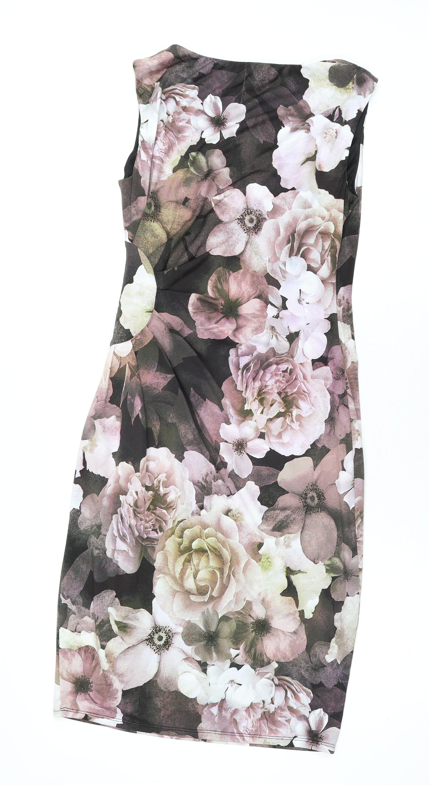 Phase Eight Womens Multicoloured Floral Polyester Pencil Dress Size 12 V-Neck Pullover