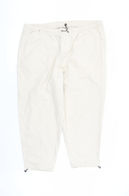 GOODMOVE Womens Beige Polyester Track Pants Trousers Size 22 L27 in Regular Drawstring - Elasticated Waist Pockets