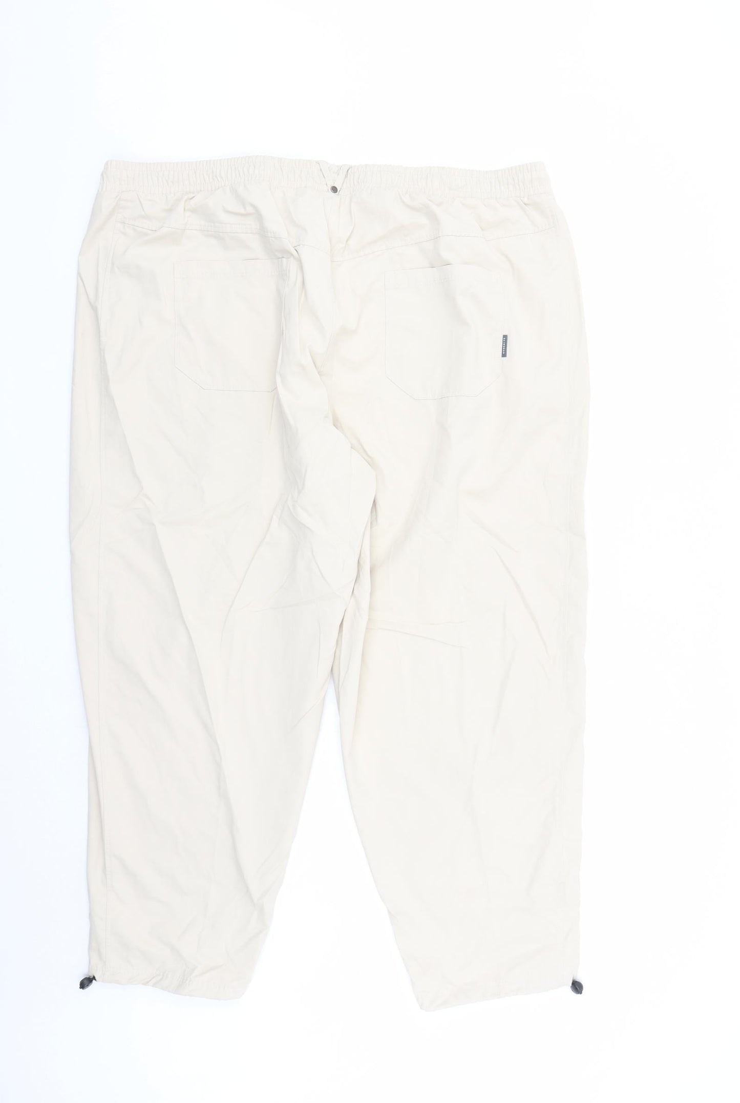 GOODMOVE Womens Beige Polyester Track Pants Trousers Size 22 L27 in Regular Drawstring - Elasticated Waist Pockets