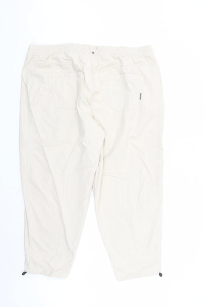 GOODMOVE Womens Beige Polyester Track Pants Trousers Size 22 L27 in Regular Drawstring - Elasticated Waist Pockets