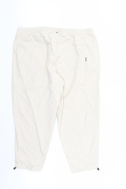 GOODMOVE Womens Beige Polyester Track Pants Trousers Size 22 L27 in Regular Drawstring - Elasticated Waist Pockets