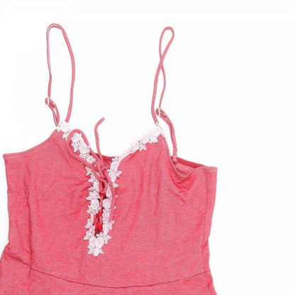 Divided by H&M Womens Red Viscose Fit & Flare Size 16 V-Neck Pullover