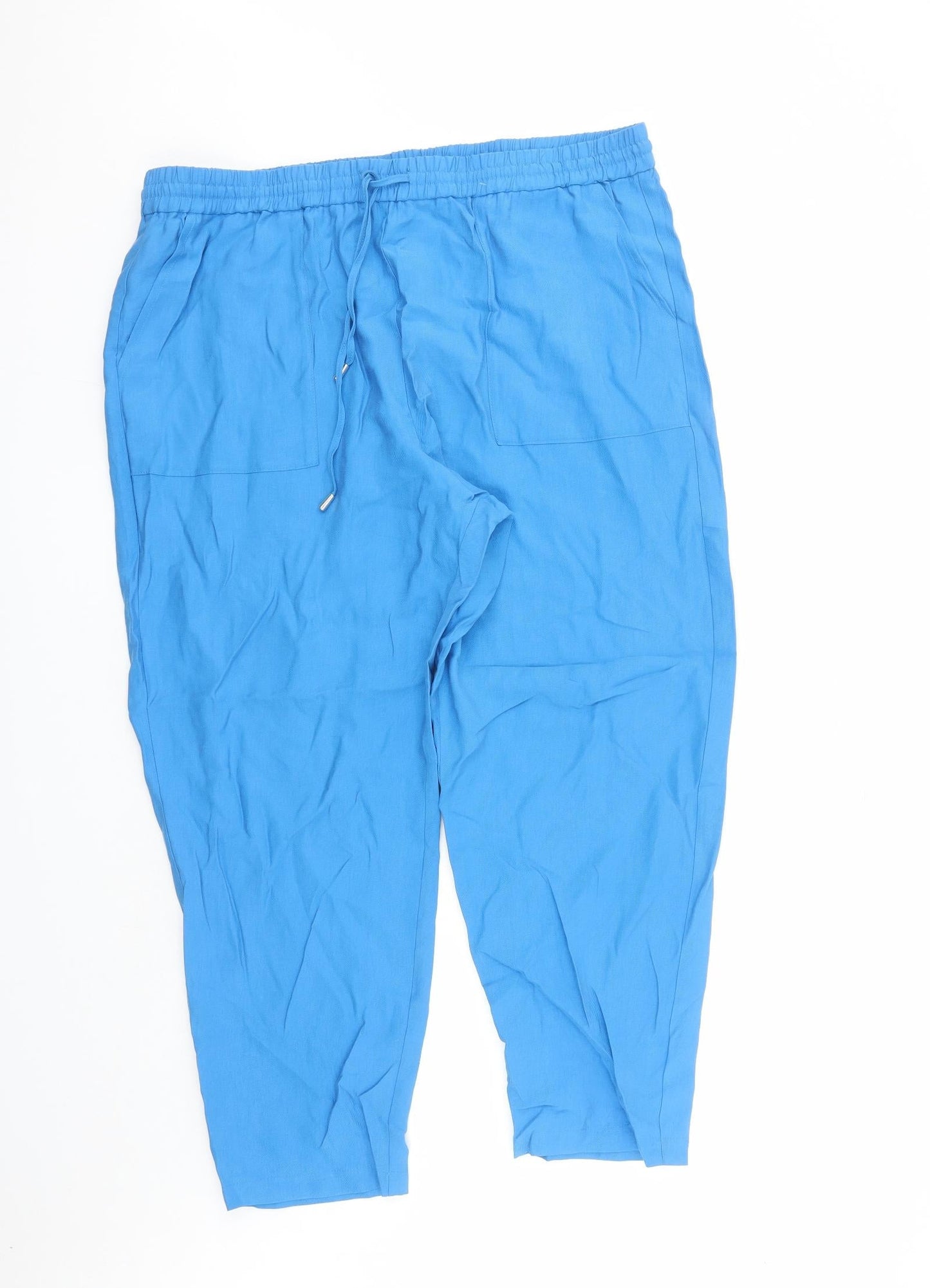 Womens UK Size 22 Marks and Spencer Regular Fit Carrot Blue Trousers