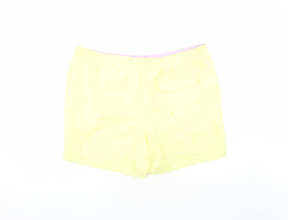Marks and Spencer Mens Yellow Polyester Sweat Shorts Size 2XL L6 in Regular Drawstring - Elasticated Waist Swim Shorts Pockets
