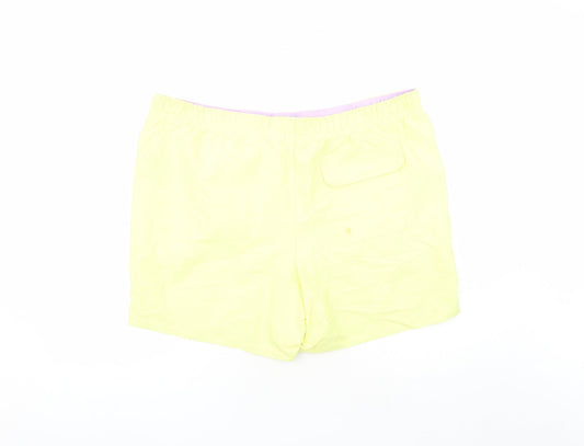 Marks and Spencer Mens Yellow Polyester Sweat Shorts Size 2XL L6 in Regular Drawstring - Elasticated Waist Swim Shorts Pockets