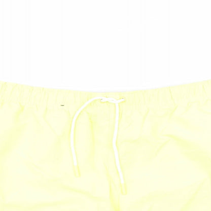 Marks and Spencer Mens Yellow Polyester Sweat Shorts Size 2XL L6 in Regular Drawstring - Elasticated Waist Swim Shorts Pockets