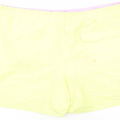 Marks and Spencer Mens Yellow Polyester Sweat Shorts Size 2XL L6 in Regular Drawstring - Elasticated Waist Swim Shorts Pockets