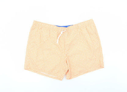 Marks and Spencer Mens Orange Geometric Polyester Sweat Shorts Size 3XL L6 in Regular Drawstring - Elasticated Waist Swim Shorts Pockets
