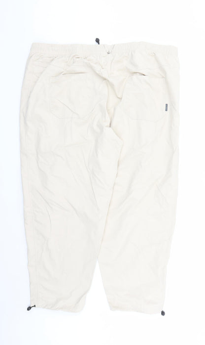 GOODMOVE Womens Beige Polyester Track Pants Trousers Size 24 L26 in Regular Drawstring - Elasticated Waist Pockets