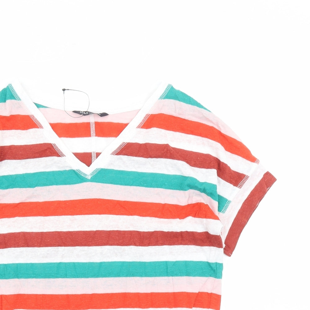 Womens UK Size 8 Marks and Spencer Multicoloured Basic T-Shirt