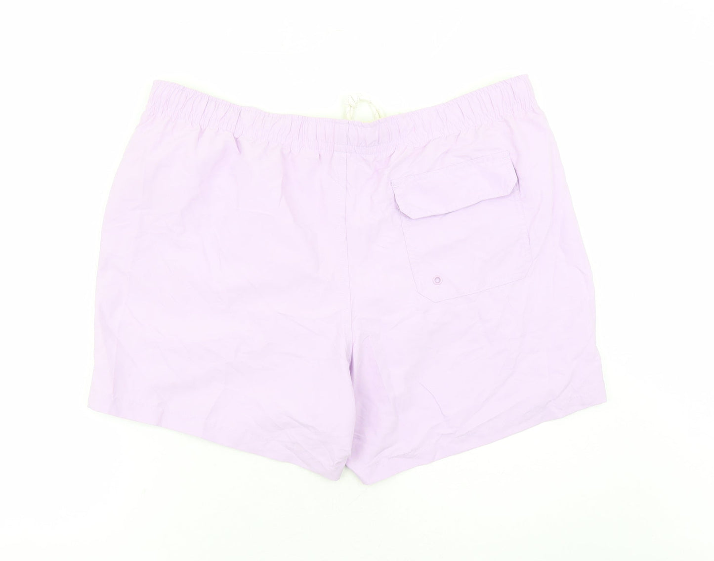 Marks and Spencer Mens Purple Polyester Sweat Shorts Size 3XL L6 in Regular Drawstring - Elasticated Waist Swim Shorts Pockets