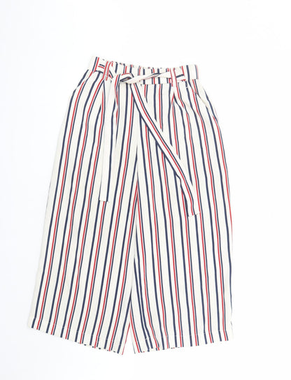 Womens UK Size S Zara Regular Fit Cropped Ivory Trousers