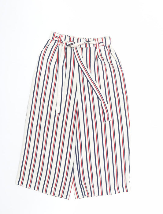 Womens UK Size S Zara Regular Fit Cropped Ivory Trousers