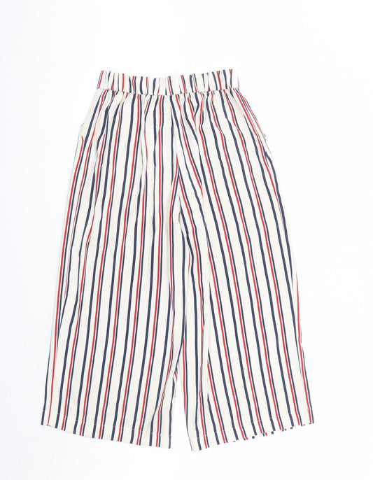 Womens UK Size S Zara Regular Fit Cropped Ivory Trousers