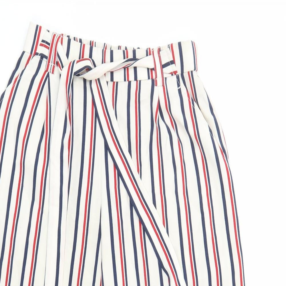 Womens UK Size S Zara Regular Fit Cropped Ivory Trousers