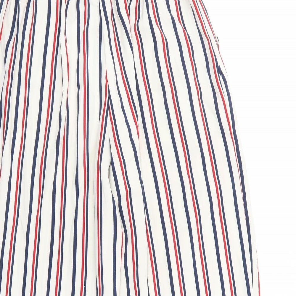 Womens UK Size S Zara Regular Fit Cropped Ivory Trousers