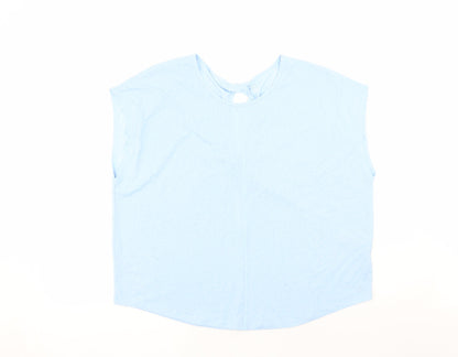 Marks and Spencer Womens Blue Polyester Basic T-Shirt Size 16 Round Neck Pullover