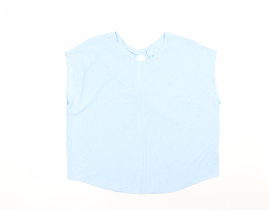Marks and Spencer Womens Blue Polyester Basic T-Shirt Size 16 Round Neck Pullover
