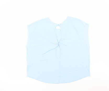 Marks and Spencer Womens Blue Polyester Basic T-Shirt Size 16 Round Neck Pullover