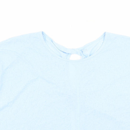 Marks and Spencer Womens Blue Polyester Basic T-Shirt Size 16 Round Neck Pullover