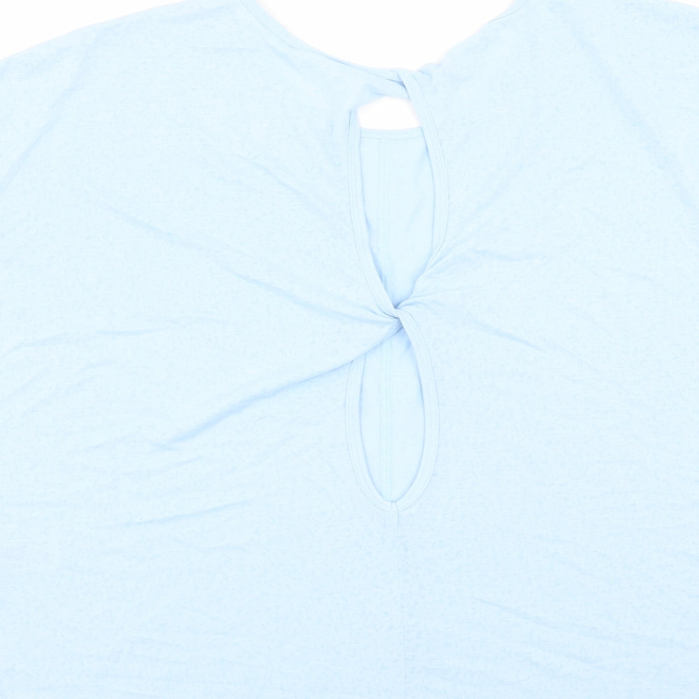 Marks and Spencer Womens Blue Polyester Basic T-Shirt Size 16 Round Neck Pullover