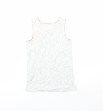 Back view of Marks & Spencer girls’ grey cotton basic tank, size 6-7, years round neck pullover