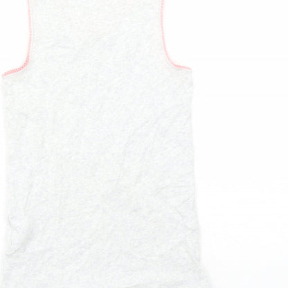 Brand and care label for Marks & Spencer girls’ grey cotton basic tank, size 6-7, years round neck pullover