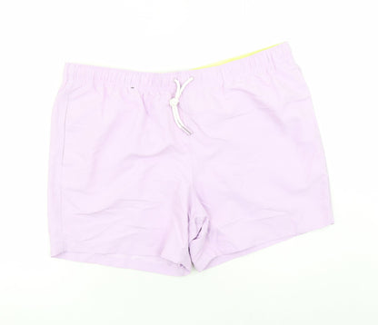 Marks and Spencer Mens Purple Polyester Sweat Shorts Size 2XL L6 in Regular Drawstring - Elasticated Waist Swim Shorts Pockets