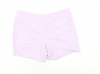 Marks and Spencer Mens Purple Polyester Sweat Shorts Size 2XL L6 in Regular Drawstring - Elasticated Waist Swim Shorts Pockets