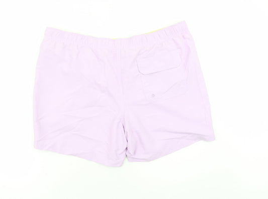 Marks and Spencer Mens Purple Polyester Sweat Shorts Size 2XL L6 in Regular Drawstring - Elasticated Waist Swim Shorts Pockets