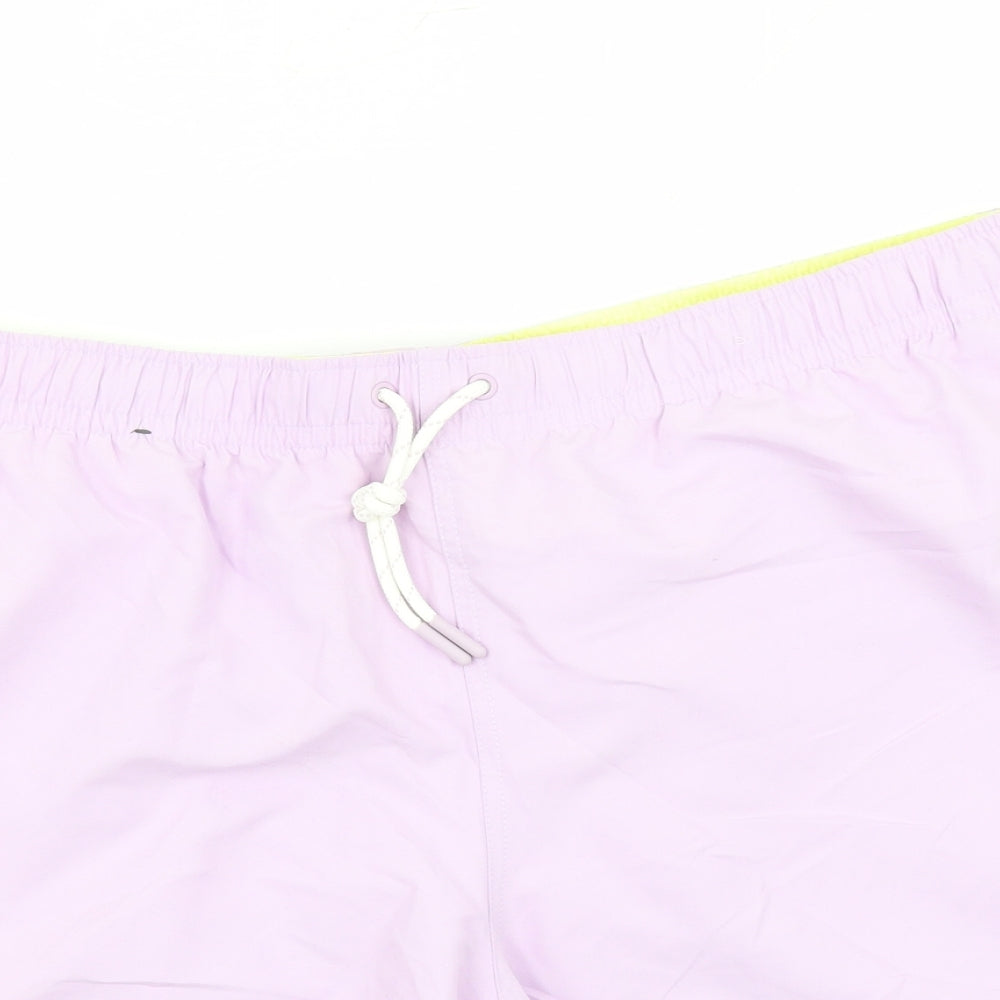 Marks and Spencer Mens Purple Polyester Sweat Shorts Size 2XL L6 in Regular Drawstring - Elasticated Waist Swim Shorts Pockets