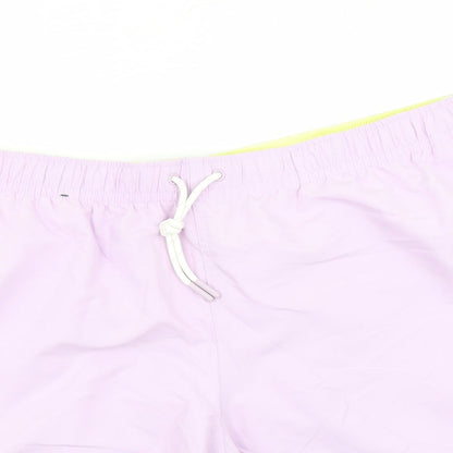 Marks and Spencer Mens Purple Polyester Sweat Shorts Size 2XL L6 in Regular Drawstring - Elasticated Waist Swim Shorts Pockets